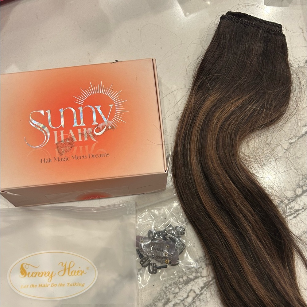 Human hair Brown and caramel halo Extensions
